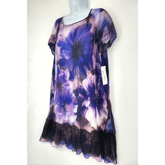 Argenti Floral Pastel Watercolor Pleated Shift Dress Women's Size 14 - Picture 4 of 10